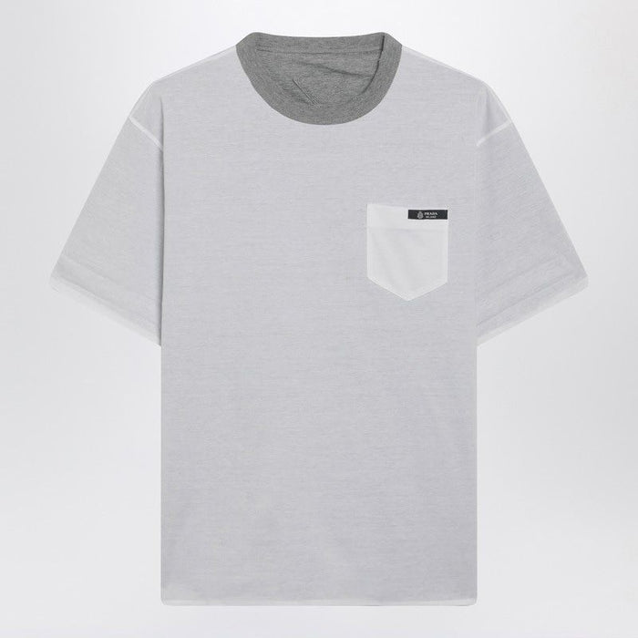 Prada Reversible White/Grey Cotton Tshirt