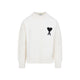 Ami Paris Ami De Coeur Sweater In White Virgin Wool