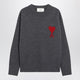 Ami Paris Ami De Coeur Sweater In Grey Virgin Wool