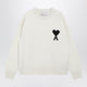 Ami Paris Ami De Coeur Sweater In White Virgin Wool