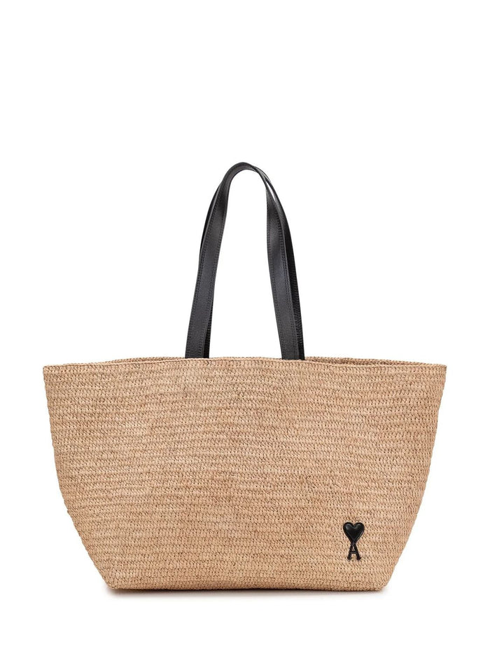 Ami Paris Adc Naturel Raffia Tote Bag