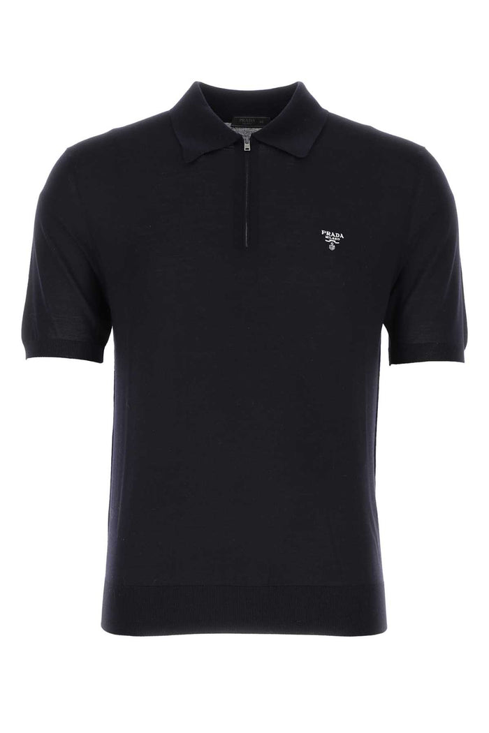 Prada Midnight Blue Wool Polo Shirt