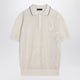 Prada Openwork Talc-Coloured Polo In Cotton And Silk
