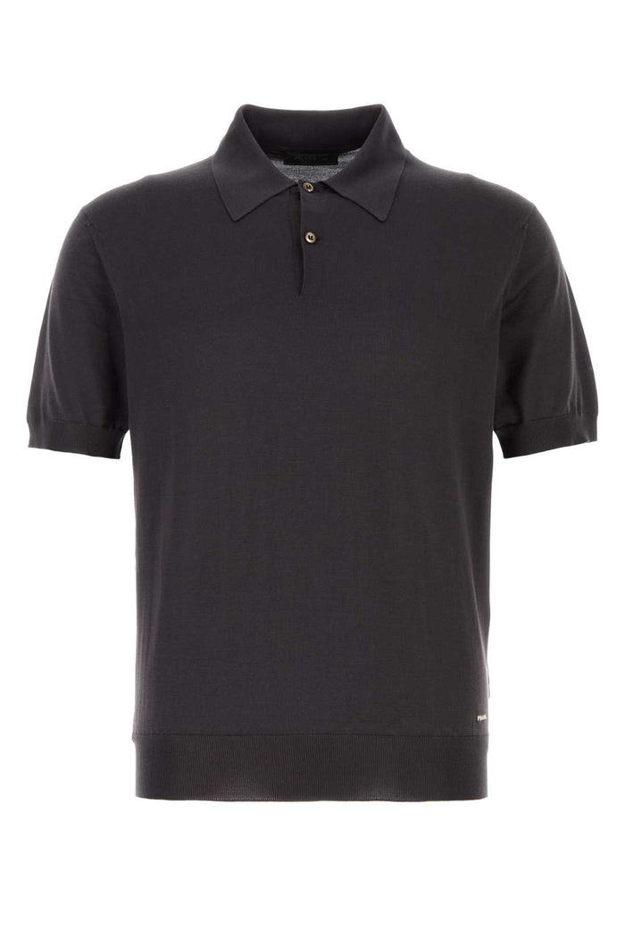 Prada Dark Brown Silk Polo Shirt