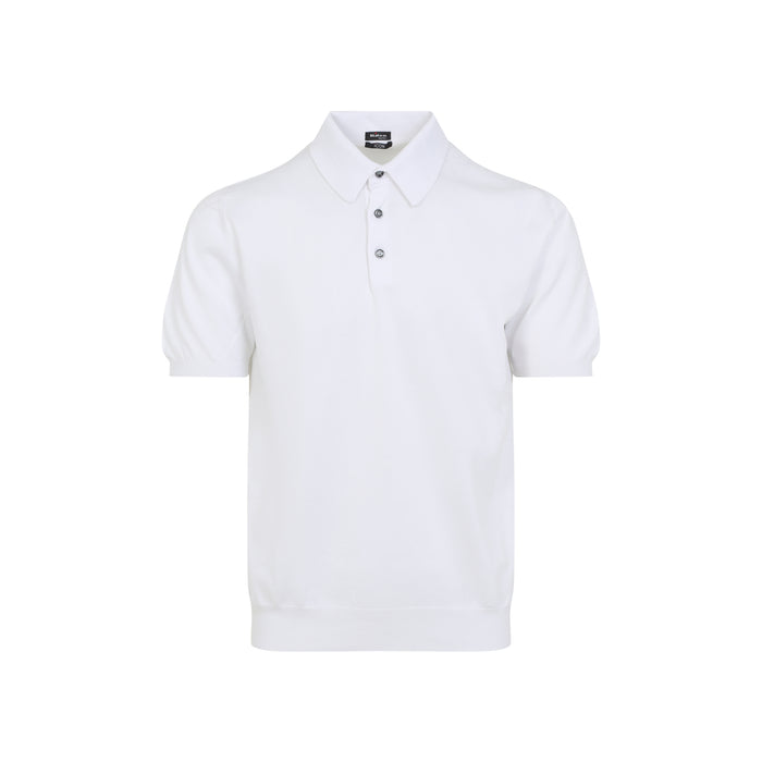 Kiton White Cotton Polo