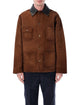 Prada Prada Suede Caban Jacket With Leather Collar