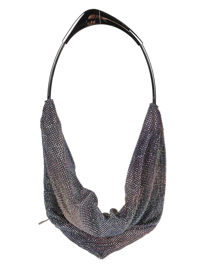 Benedetta Bruzziches Blue Crystal Embellished Draped Zip Bag
