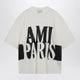 Ami Paris Cream White Tshirt With Logo Print