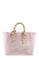 Mc2 Saint Barth Canvas Tote Bag With Scarf-Wrapped Handles