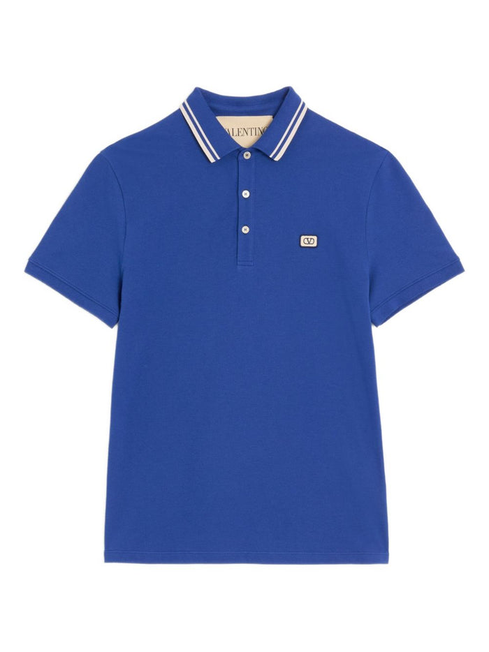 Valentino Garavani Cotton Piqué Polo Shirt With Vlogo Patch