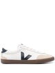 Veja White Grained Leather Panelled Lace Shoes