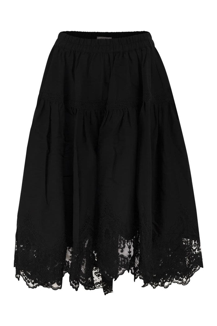 Maurizio Mykonos Linen And Rayon Midi Skirt With Embroidered Hem