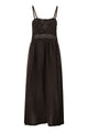 Maurizio Mykonos Long Linen Dress With Embroidered Bodice And Slim Straps