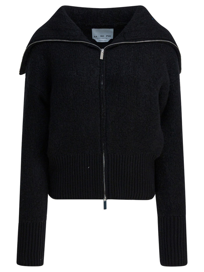 Sa Su Phi Black Cashmere Alpaca Coat