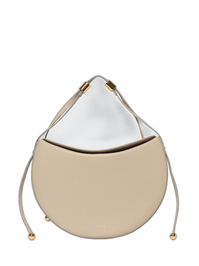 Furla Taupe Grey Leather Shoulder Bag