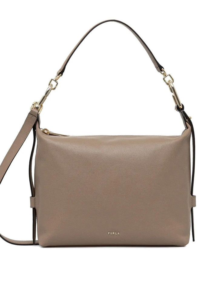 Furla Greige Leather Tonie M Hobo