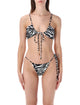 The Attico The Attico White And Black Zebra Print Bikini
