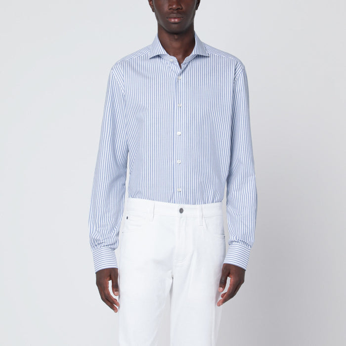 Xacus White Tailor Fit Striped Travel Shirt