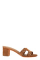Santoni Suede Mule Sandals With Double Buckle And Block Heel