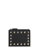 Valentino Rockstud Grained-Leather Card Holder