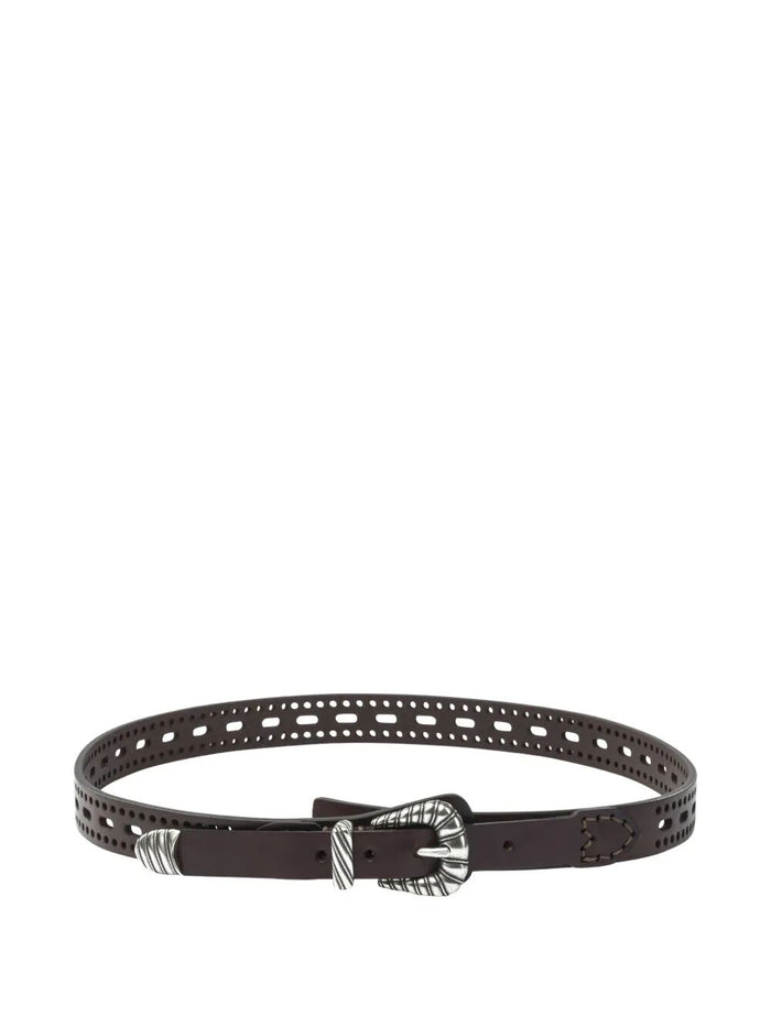 Etro Leather Belt With Perforated Details