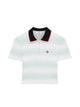 Casablanca Stripe Shirred Polo Top