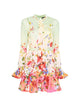 Roberto Cavalli Green Fuchsia Cotton Elastane Dress