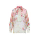 Roberto Cavalli Green And Pink Miami Flowers Silk Blouse