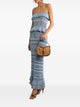 Etro Navy White Knit Skirt With Embroidered Details