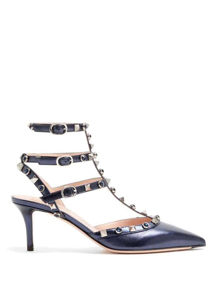 Valentino Garavani Rockstud 65 Pumps In Laminated Nappa Leather With Cabochon