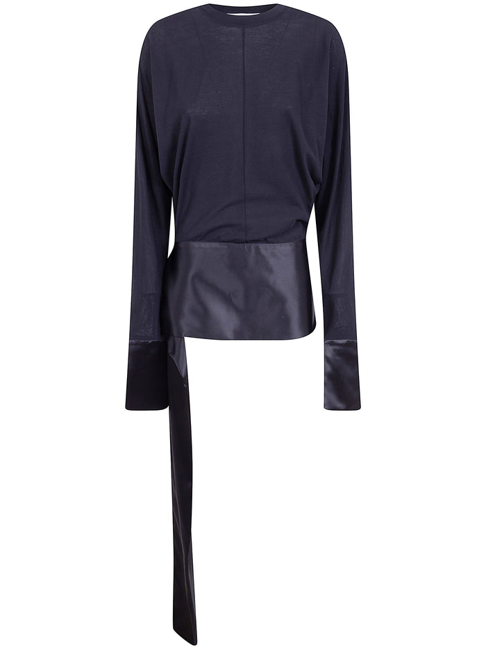 Darkpark "Luna" Jersey Top With Dropped Satin Details