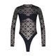 Marine Serre "Moonogram" Mesh Flock Long Sleeves Bodysuit Top