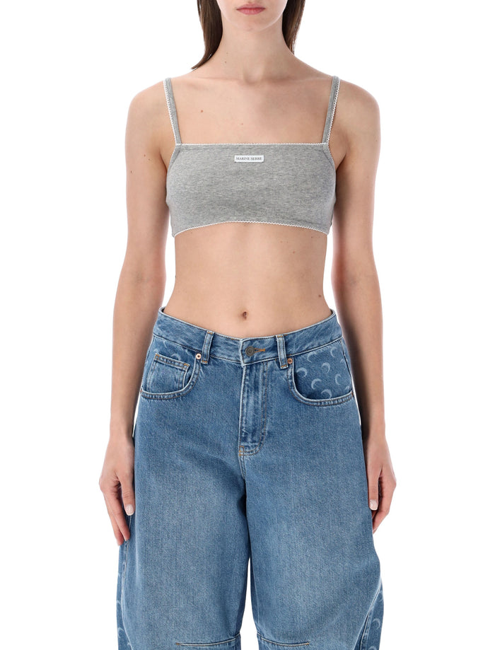 Marine Serre Marine Serre Ribbed Fine Strap Bra