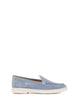 Santoni Slip On Moccasin In Light Blue Suede