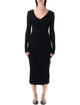 James Perse James Perse Cotton And Cashmere Rib V-Neck Dress