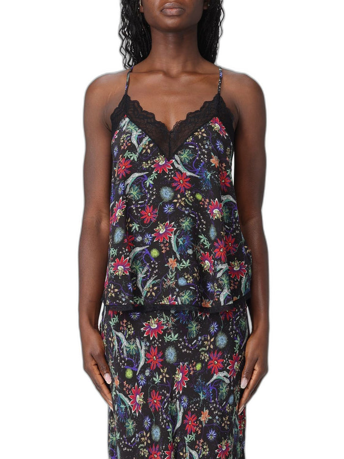 Zadig&Voltaire Christy Black Lingerie Top With Flowers