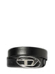 Diesel Black Leather Logo Buckle Belt