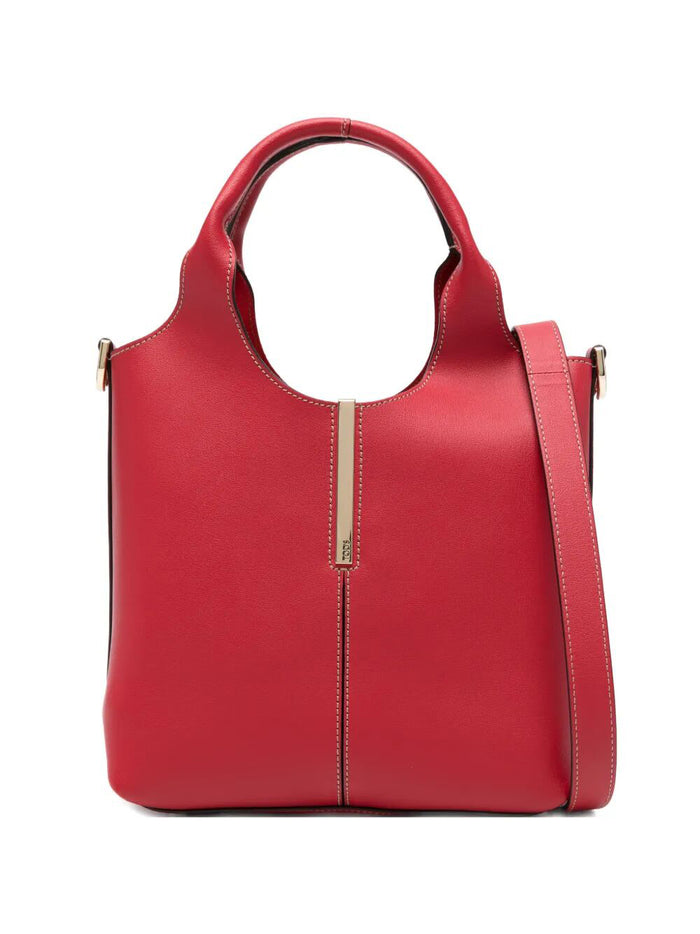 Tod's Leather Mini Tote Bag With Branded Metal Bar Accessory
