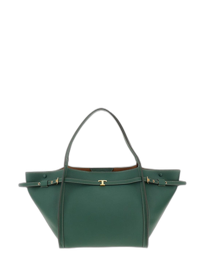 Tod's Medium Leather Shopping Bag With T Timeless Strap