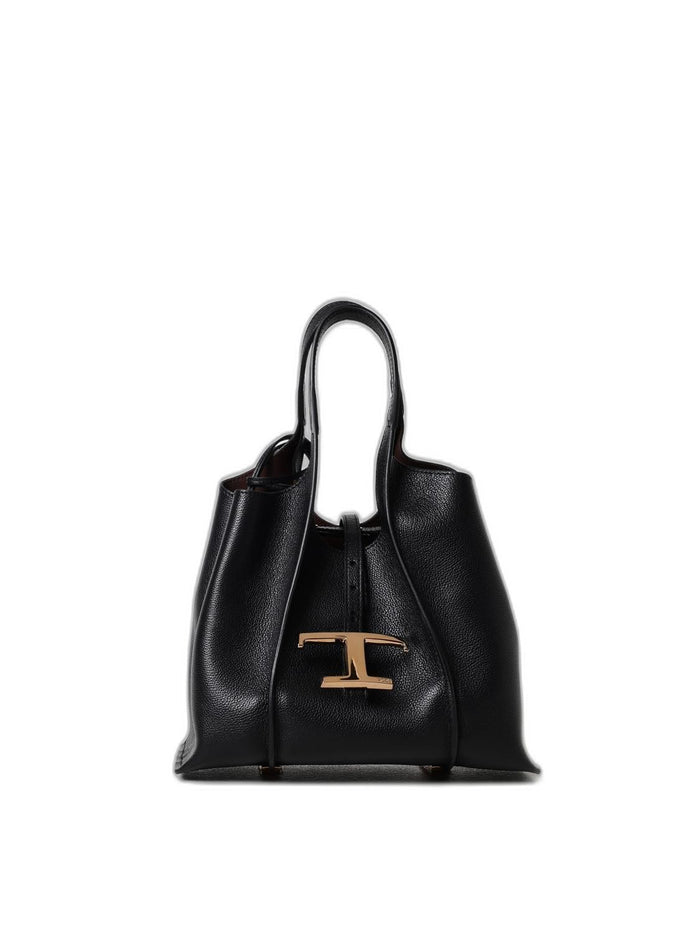 Tod's Black Pebbled Leather Trapeze Bag