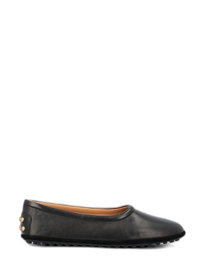 Tod's Black Lambskin Flat Shoes