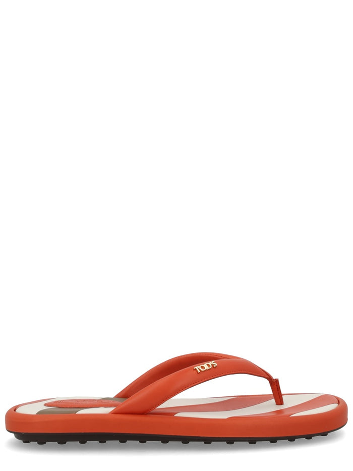 Tod's Orange Calfskin Flats