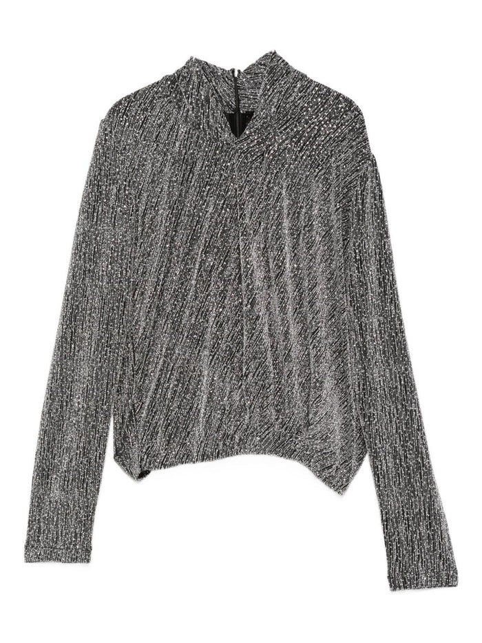 Iro Metallic High-Neck Top