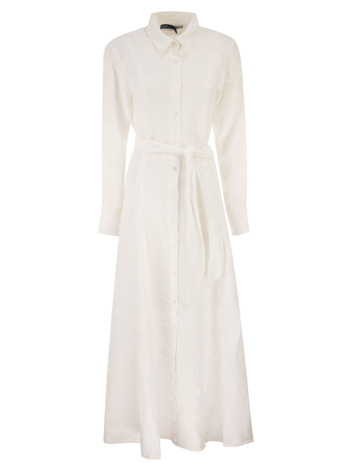 Polo Ralph Lauren Long Linen Shirt Dress With Belt