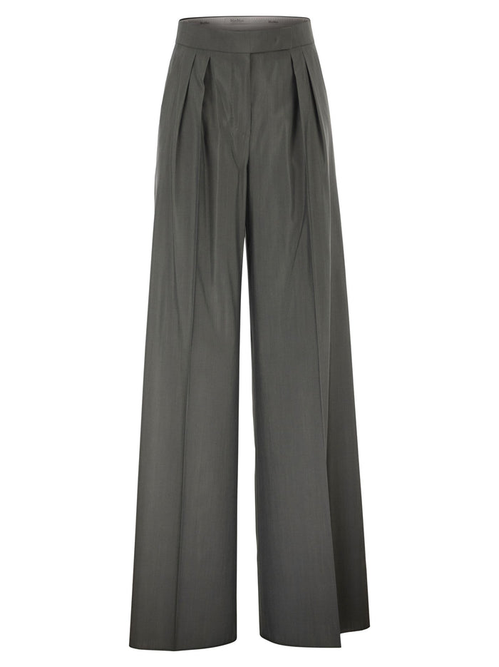 Maxmara Mxmgiallo - Wide-Leg Trousers In Wool And Silk