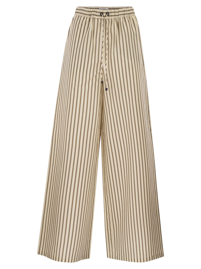 Maxmara Mxmordine - Wide-Leg Trousers In Striped Cotton And Silk Canvas