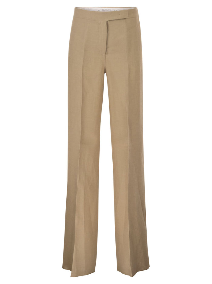 Maxmara Mxsbig - Regular Fit Trousers In Linen Natté