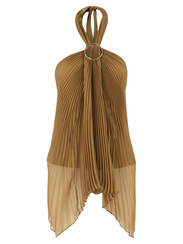 Maxmara Mxevalzer - Pleated Halter Top With Ring Detail