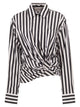 Sportmax Spxpalmizi – Cropped Striped Cotton Shirt With Front Draping