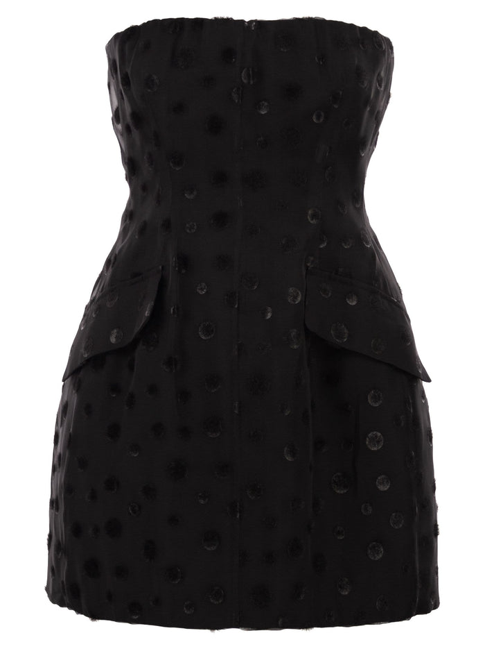 Sportmax Spxvampata - Flocked Silk Bustier Mini Dress
